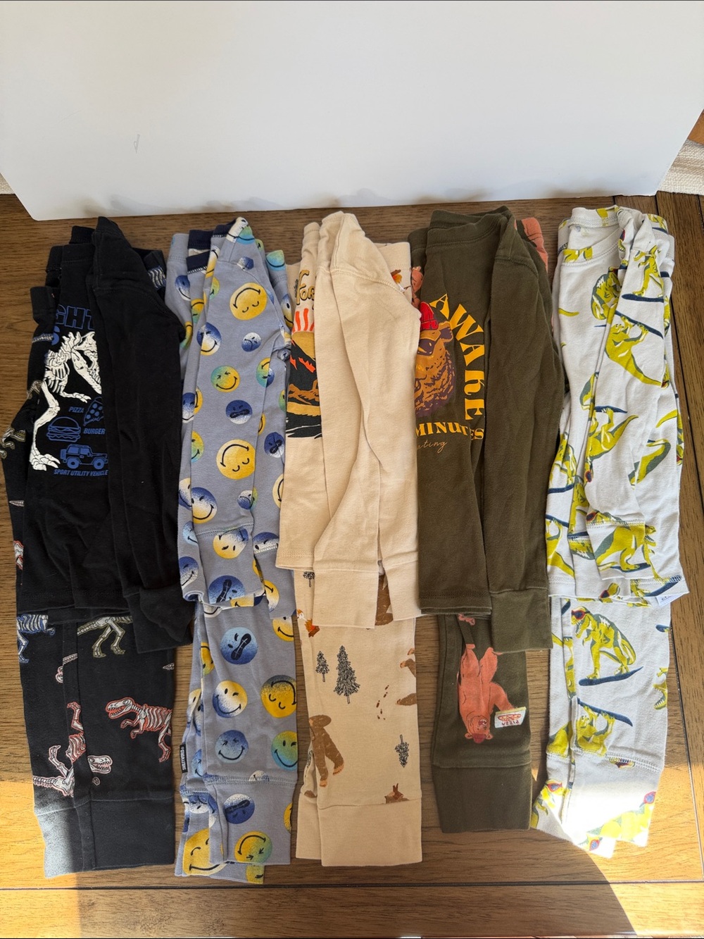 Gap Boys Long Sleeve and Pants Pajama sets - smiley faces, bears and dino